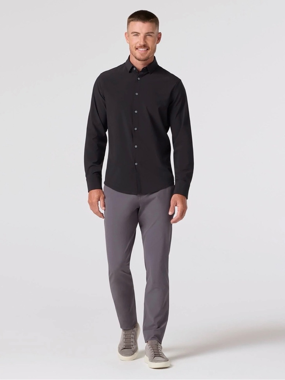 Mizzen+Main Black Long-Sleeve Performance Dress Shirt Untuck Leeward small - Picture 2 of 3